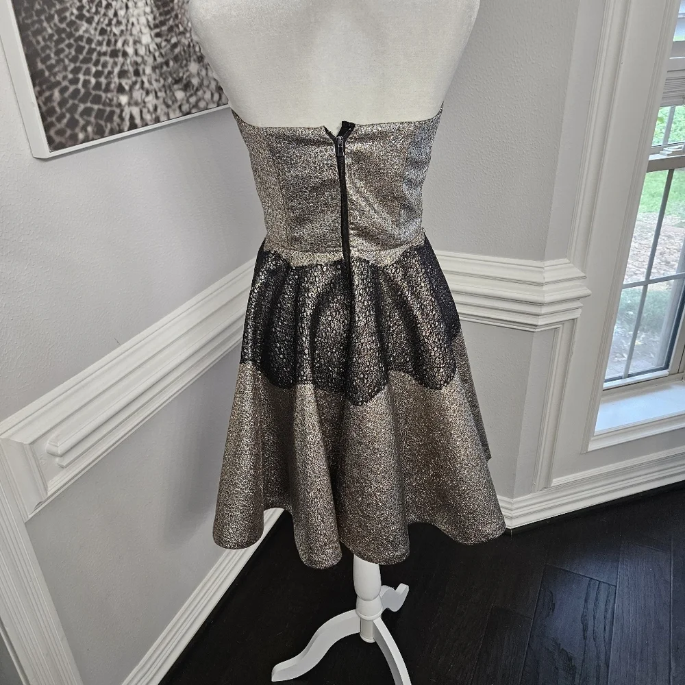 Anthropologie Sachin and Babi Foil Brocade Mini Dress size 8 black and gold - Picture 11 of 16